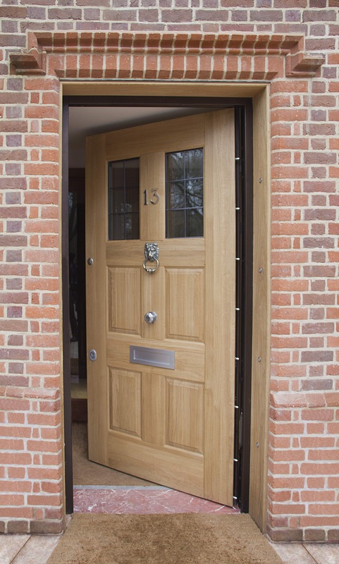 Security Door with wood cladding