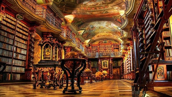 Library in a castle
